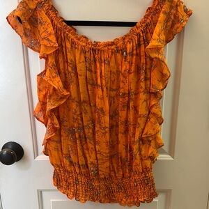 Michael Kors Orange Ruffle Women's Top